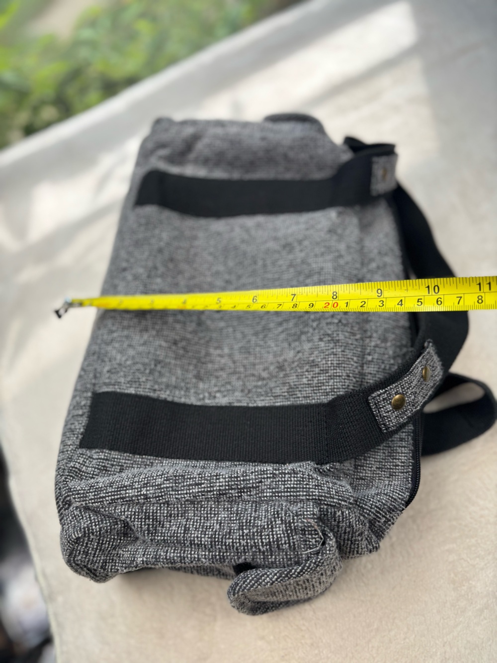 Kavu Gray Heather Shoulder Bag / Small Duffel Bag with Black Webbing - Picture 12 of 15
